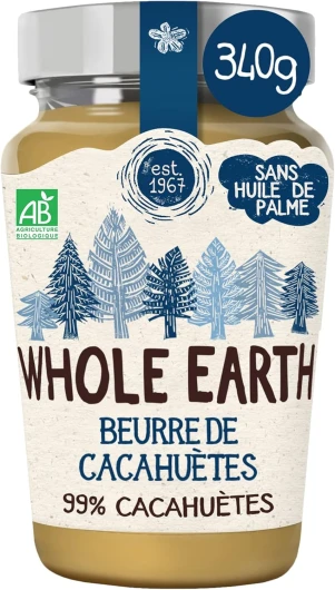 Beurre de Cacahuètes Crémeux Bio - Source de protéines - Sans Huile de Palme et Sans Sucres Ajoutés - 1 pot – 340 g Crémeux 340g