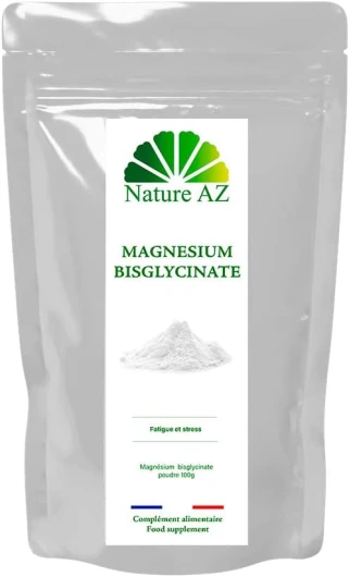 MAGNÉSIUM BISGLYCINATE - Pur - sachet poudre 100g - Absorption maximale - Biodisponible - Relaxation musculaire - Fatigue, Sommeil et Stress - Fabriqué en Occitanie - Nature AZ