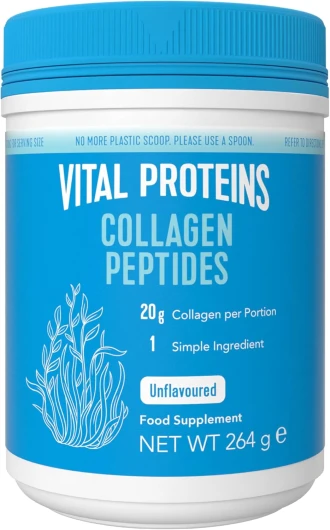 Collagen Peptides complément alimentaire(Type I, III), Collagène hydrolysé Non Aromatisé, Cheveux, Ongles, Peau, Sans Gluten, Sans colorant ni Conservateur, 20g par portion, 264g Sans saveur 13 Portions (Lot de 1)