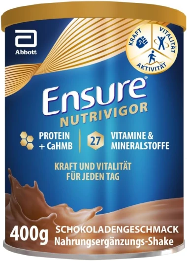 NutriVigor - Complément alimentaire avec protéines, 27 vitamines et minéraux et HMB - Pour une alimentation saine et équilibrée - Chocolat - 1 x 400 g