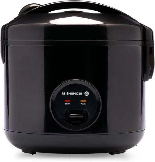 Cuiseur riz (rice cooker) & cuiseur à vapeur Noir avec fonction de maintien au chaud - 1.2 l pour 1-6 personnes - Revêtement céramique avec insert pour cuiseur à vapeur