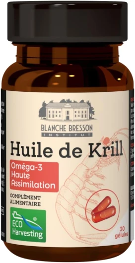 BLANCHE BRESSON - Huile de Krill 100% Pure - Omégas-3 & DHA - Bien-être Du Coeur et Cerveau, Soutien Cardiovasculaire, Vision - 30 Gélules Origine Marine - Cure de 15 jours - Fabriqué en France