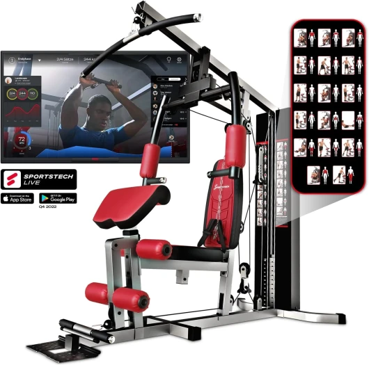 HGX100/HGX200/HGX300 - Appareil de Musculation Premium Complet, Station de Musculation avec Stepper ou Presse à Jambes, Banc de Musculation, Home Gym, Matériau EVA, Entraînements Variés