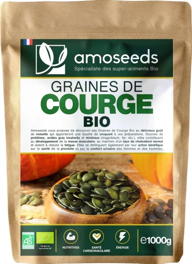 Graines de Courge Bio 1KG - Origine Europe - Cucurbita pepo - Non grillées, Sans sel, 100% naturelles - Qualité Supérieure