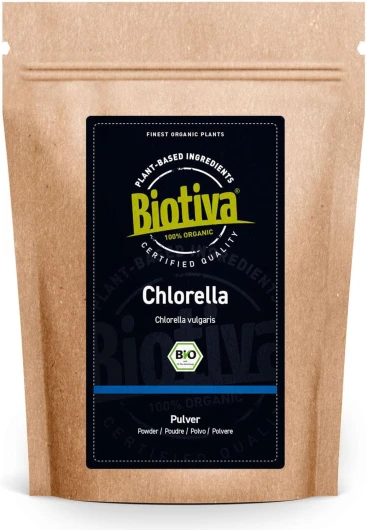 Chlorella en poudre bio 100g - Chlorella Vulgaris - Algues - Conditionné et contrôlé en Allemagne - Biotiva