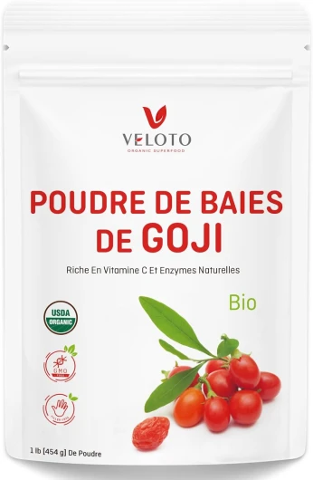 Poudre de Goji Bio Extraits, Baies Biologiques de Goji Poudre, Baies de Goji Bio de Qualité Supérieure - Immunité et Fatigue, Sans Additifs, Sans OGM, Supplément de Fines Herbes, 454g/1lb