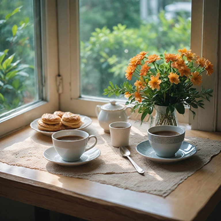 Le plaisir du matin avec une tasse de café chicorée