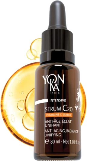 Serum C20 Vitamine C Yonka 30ml - Texture Huile - Anti-Âge, Éclat et Unifiant Illumine et Réduit les Tâches - 20% de Vitamine C Stable - 99,9% d'Ingrédients d'Origine Naturelle