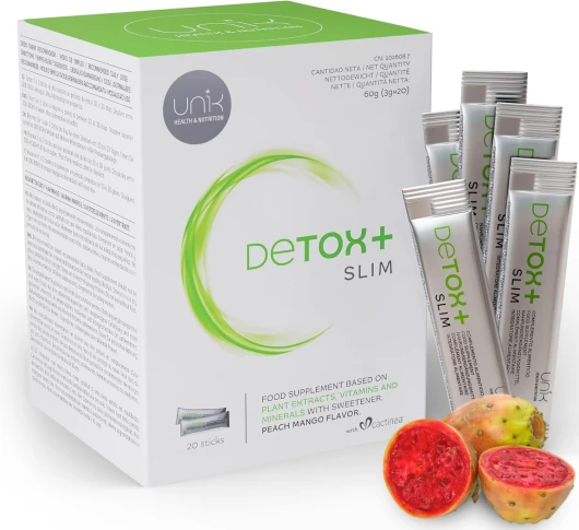 Détox Foie et Intestin - Complément Naturel Cardo Mariano + Cactinéa®+ Artichaut + Thé Vert + Raisin + Gingembre - Cure Detox Puissant et Rapide - SLIM 20 Sticks Saveur Mangue-Pêche