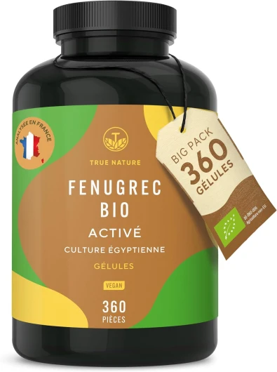 Fenugrec Bio - 2.600mg par dose - 360 Gélules, Vegan - Allaitement, Digestion & Glycémie - Riche en Protéines & Minéraux - Testé en laboratoire - Sans: Additifs, Lactose & Gluten - TRUE NATURE