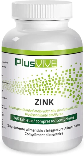 Plusvive - 365 comprimés de zinc avec matrice de biodisponibilité, (25 mg)