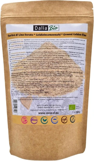 Dalia - Farine de graines de lin dorées BIO 500g - Alternative de farine - Riche en protéines (35%) et fibres - Idéal pour les plats salés - Vegan et sans gluten