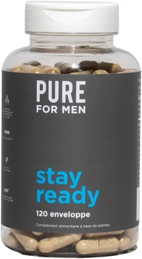 Pure For Men Supplément de fibres Original Cleanliness Stay Ready 120 capsules végétaliennes aide à promouvoir la régularité digestive Cosse de psyllium graines de chia fibres d'avoine Fibres d'avoine 120 unité (Lot de 1)