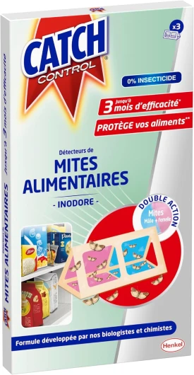 Catch Expert Mites Anti-Mites Alimentaires, Détecteurs de Mites Mâles et Femelle, 3 x 77g 3 Unité (Lot de 1)