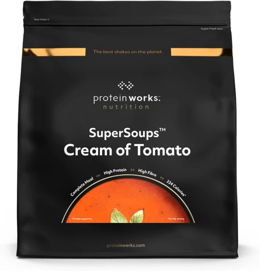 Protein Works - Super soupes, crème de tomate, soupe instantanée, moins de 230 calories, repas nutritif en moins de 5 minutes, riche en protéines, 600 g