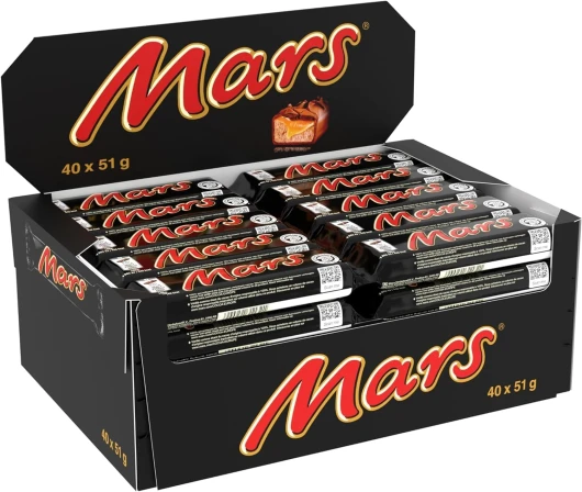 MARS - Barres chocolat au lait et caramel - Grand format contenant 40 barres individuelles de 51g