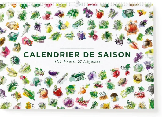 531 Rheinland Design CALENDRIER DE SAISON, Calendrier annulaire A4, 101 illustrations en couleur des saison fruits et légumes les plus courants