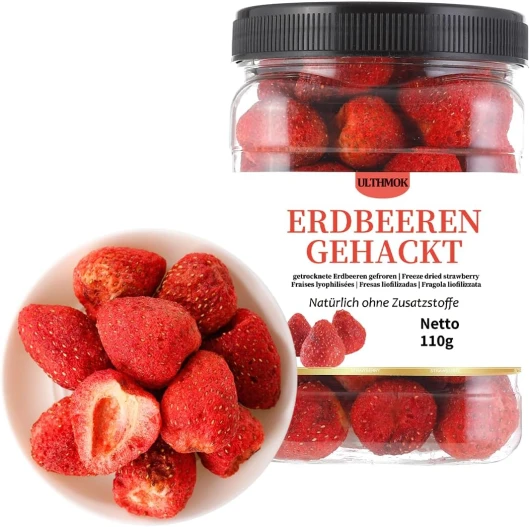 Fraises lyophilisées de qualité supérieure 110 g, grosses fraises séchées surgelées entières, 100% naturelles, sans additifs strawberry whole