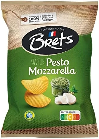 Epicerie salée BRET'S - Chips Aromatisées Saveur Pesto Mozzarella 125G - le Lot De 4