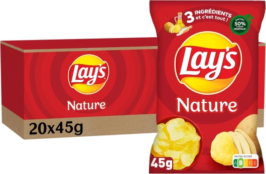 Lay's Chips Nature Barbecue saveur 45 g - Lot de 20 45 g (Lot de 20)