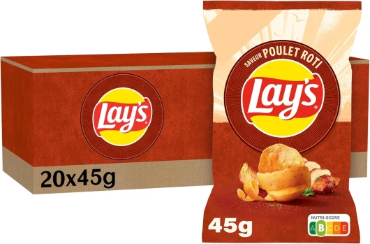 Lay's Chips Saveur Poulet Rôti Lot de 20x45g Poulet Rôti 45 g (Lot de 20)