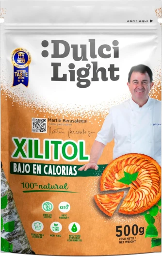 Dulcilight Édulcorant Xylitol Sucre de Bouleau 500g 100% Saveur Naturelle - Zero Non OGM Keto Végétalien Sans Gluten Calorie Réduites - Sans Sucre pour Diabétiques Pouvoir Édulcorant 1:1 500 g (Lot de 1)