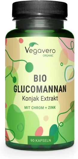 Konjac BIO 4210 mg - Avec 95% Glucomannane + Zinc et Chrome - Dosage Elevé - 90 Gélules - Vegan & Sans Additifs - Vegavero®