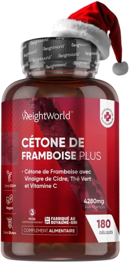 Cétone de Framboise Avancée – 180 Gélules Vegan - Complexe Regime Keto Raspberry Ketone Avec : Vinaigre de Cidre de Pomme, Thé Vert, Caféine, Açaï, Pectine, Vitamine C – Ketone de Framboise Cétogène