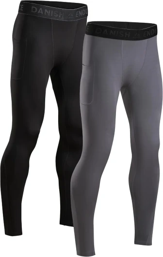 Collants de Compression Homme, Pantalon Anti-Frottements, Sport & Running, Lot de 2 L Multicouleurs (1x Noir, 1x Gris)