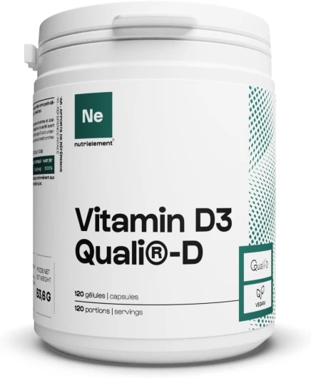 Vitamine D Quali®D - 120 gélules - 2000 UI/50 mcg par dose - Complément alimentaire liposoluble - Maintien de l'intégrité osseuse - Contribue à l’efficacité de la réponse immunitaire 120 unité (Lot de 1)