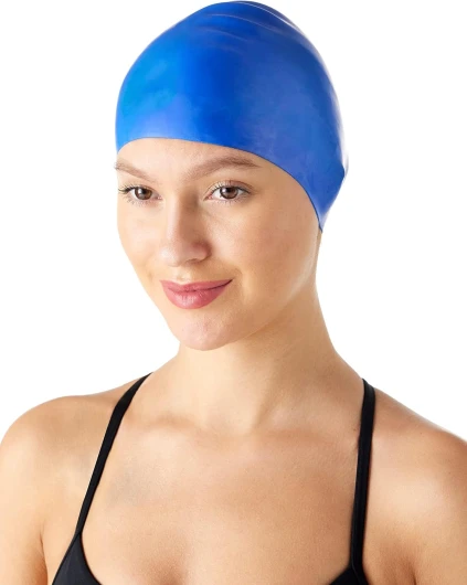 Bonnet de bain unisexe en silicone infroissable Bleu Lot de 1