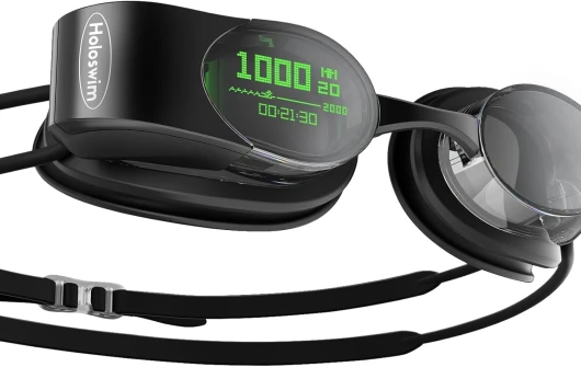 Holoswim 2s Lunettes de natation intelligentes AR, anti-brouillard lunettes de natation tracker fitness montrant vos métriques, compatible avec la montre Garmin Noir