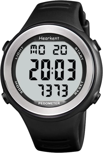 Hearkent Montre podomètre étanche pour Personnes âgées, sans Bluetooth, sans Application, Montre avec Compteur de Pas (Noir)