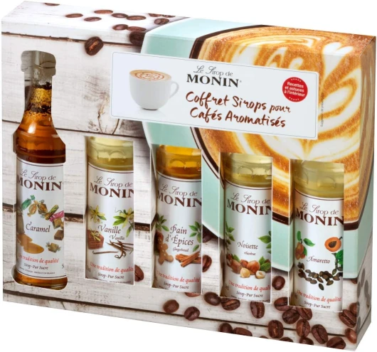 Coffret pour Boissons Chaudes - Caramel, Amaretto, Noisette Grillée, Pain d'Épices et Vanille - 5x5cl Vanille 50 ml (Lot de 5)