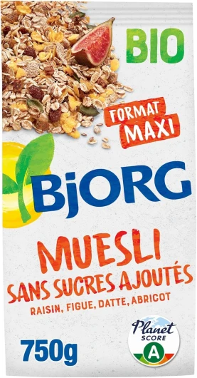 Muesli Bio Sans Sucres Ajoutés - Raisin, Figue, Datte, Abricot - Aux Céréales Complètes - Sachet 750 g