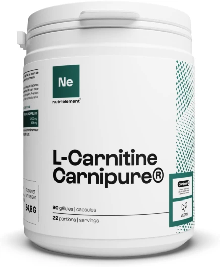 Carnitine Carnipure® - 90 gélules - Brûle graisse - Qualité brevetée - L-Carnitine-L-tartrate - Vegan - Nutrielement By Nutrimuscle