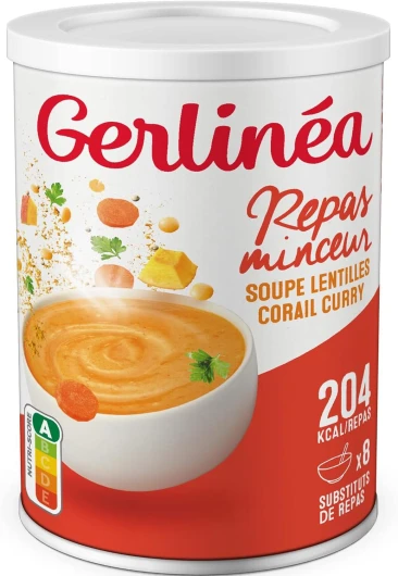 Soupe Lentilles Corail et Curry - Substituts de repas riche en protéines - Soupe déshydratée - contient 8 repas