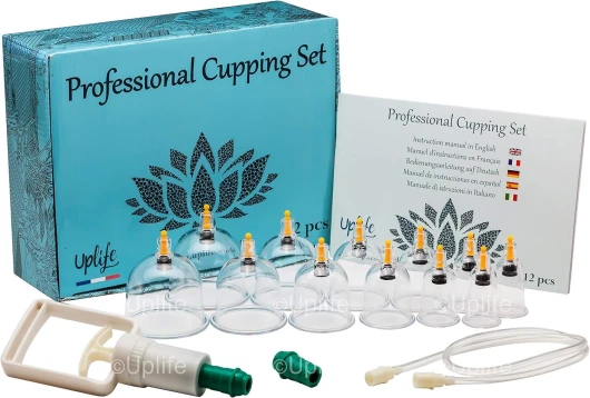 Kit de 12 Ventouses Thérapeutiques -Instructions en Français- Ventouse Massage Kiné Anti Cellulite Soulage Douleurs Fatigue - Ventouses Chinoises de Cupping Pistolet Massage Hijama Acupuncture