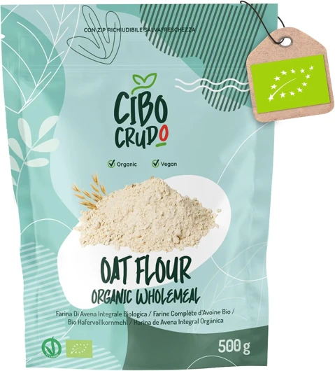 Farine D'Avoine Bio en Poudre - 500g - Farine d'Avoine Crue Intégrale - Avoine en Poudre Protéinée pour Pasta Pizza ou Desserts tels que Pancakes - Farine D'Avoine en Poudre 500 g (Lot de 1)