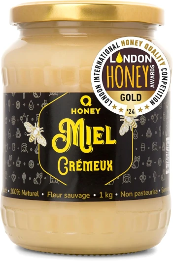 Miel en crème - Miel brut pur - Miel brut naturel non pasteurisé, directement de la ruche 1 kg - Non filtré et non chauffé 2 - Miel en crème