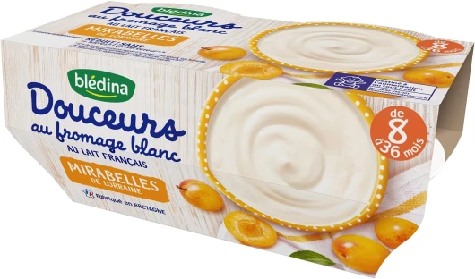 , Dessert au fromage blanc pour bébé, Dès 8 Mois, Mirabelles de Lorraine, 1x(4x100 g) Mirabelles de Lorraine 100 g (Lot de 4)