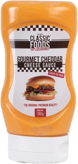 Gourmet Cheddar Cheese Sauce Squeeze 310g – Sauce Onctueuse au Véritable Cheddar, Prête à l’Emploi, Utilisable Chaud ou Froid pour Burgers, Frites, Sandwichs