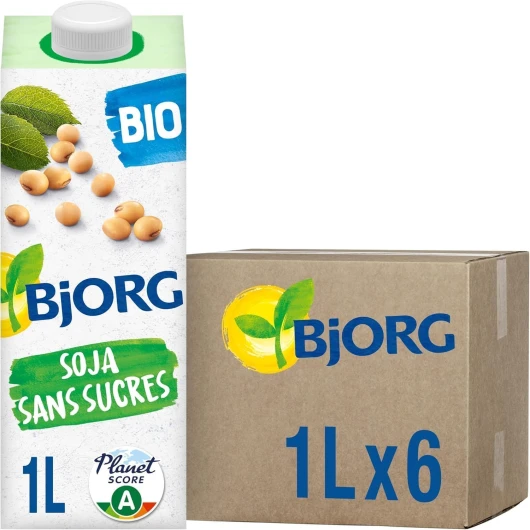 Boisson Végétale Soja Sans Sucres - Boisson Bio Riche en Protéines - 1 L x 6