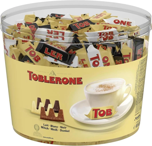 Assortiment de 3 Variétés de Mini Toblerone : Chocolat au Lait, Chocolat Noir et Chocolat Blanc - Tubo de 113 mini barres (904 g)