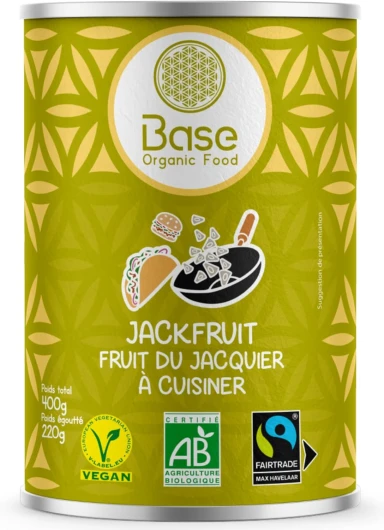 Jackfruit Bio en Morceaux À Cuisiner 430g - 220g Égoutté - Sans additifs - Sans OGM - Vegan Équitable - Vegetarien - Végétalien - Sri Lanka -Fruit Exotique Salé - Fruit du jacquier -BASE ORGANIC FOOD