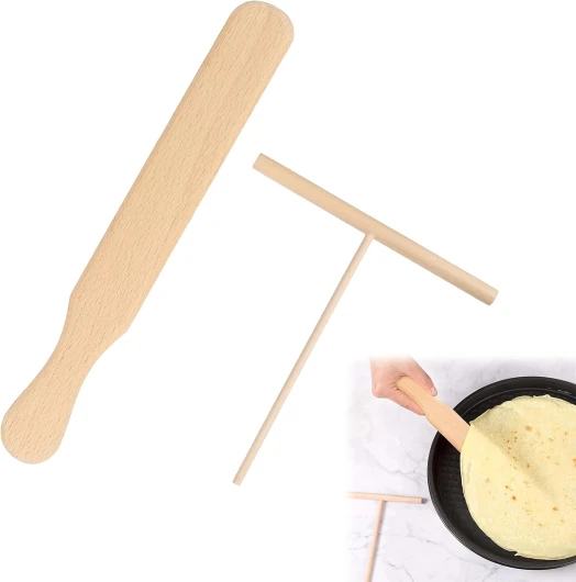 Crêpes en Bois Spatule,Spatule Crepe,Crepes Distributeurs,Crepiere Râteau,Etaleur Crepe Épandeur,Kit Crêpes,Outil pour Étaler les Crêpes,Étaleur de Pâte,Outil Applicateur de Spatule 2 Pièces Tokaneit