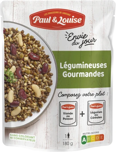 Paul & Louise Envie Du Jour - Légumineuses Gourmandes 180g - Sachet micro ondable - Prêt en 2 min - À combiner avec nos sachets de viande ou de poisson multi couleur non applicable