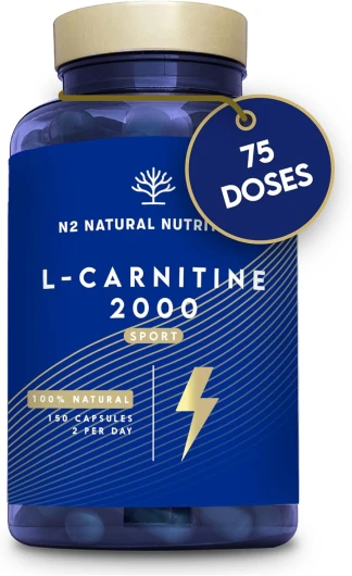 L-CARNITINE Naturelle 2000 - 150 Capsules 75 jours - Haute Dose Extra Fort - Pre-Workout Sportives Energie Résistance et récupération - Haute Qualité et Concentration 2000 mg.UE.N2 Natural Nutrition