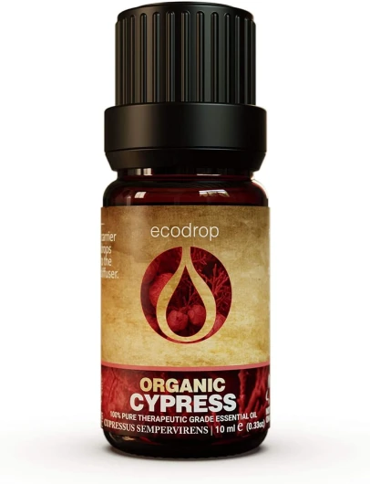 Huile essentielle de cyprès d’Italie, certifiée bio par COSMOS et 100% pure, de qualité thérapeutique pour l’aromathérapie, avec e-book gratuit, 10 ml Bio Cyprès