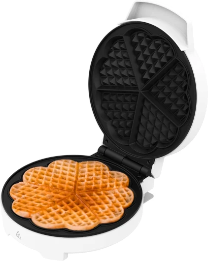 Gaufriers Fun Gofrestone Round - Gaufrier avec finitions en acier inoxydable et 1000 W de puissance, idéal pour cuire un grand gaufre ou 5 gaufres en forme de cœur.